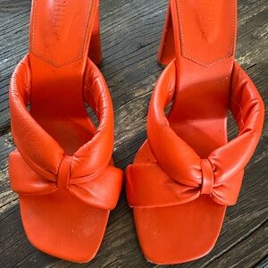 SCHUTZ  Leather Knotted Block Heel Sandals